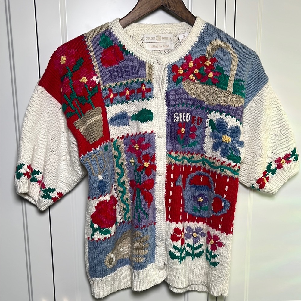 Cape Isle Knitters Multicolor Patchwork Cardigan